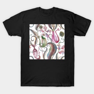 Tropical carnivorous plants watercolor botanical print T-Shirt